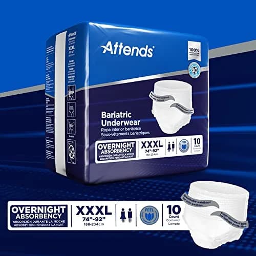 Attends Bariatric Adult Incontinence Underwear 40 ct | Heavy to Severe Leak Protection for Obese Patients thumbnail 6