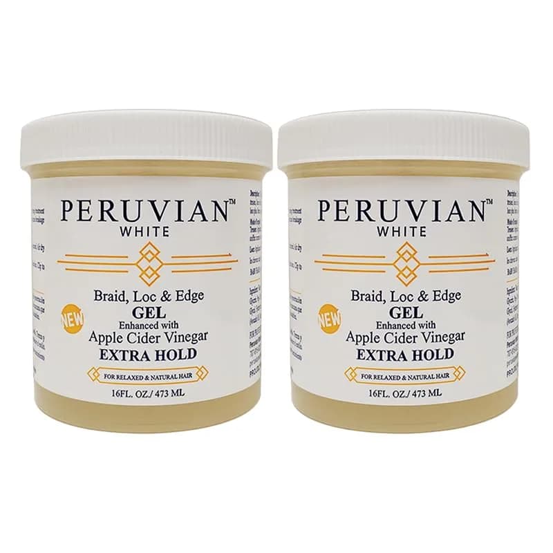 Peruvian white Braid, Loc, and Edge Gel EXTRA HOLD 16 oz | Anti-Frizz, No Flaking, All Hair Types