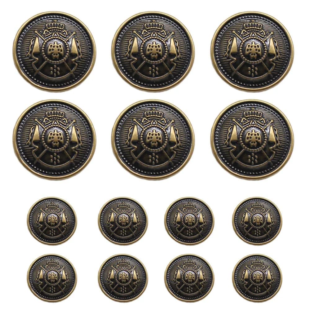 YaHoGa Antique Brass Blazer Buttons Set 20mm & 15mm | 14 PCS for Sewing — Antique Brass