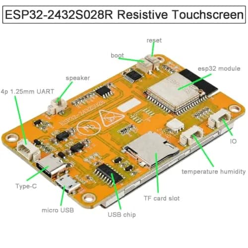 DIYmalls ESP32-2432S028R 2.8 inch TFT LCD Display with Resistive Touch Screen 320x240 Resolution | IoT Development Module thumbnail 2