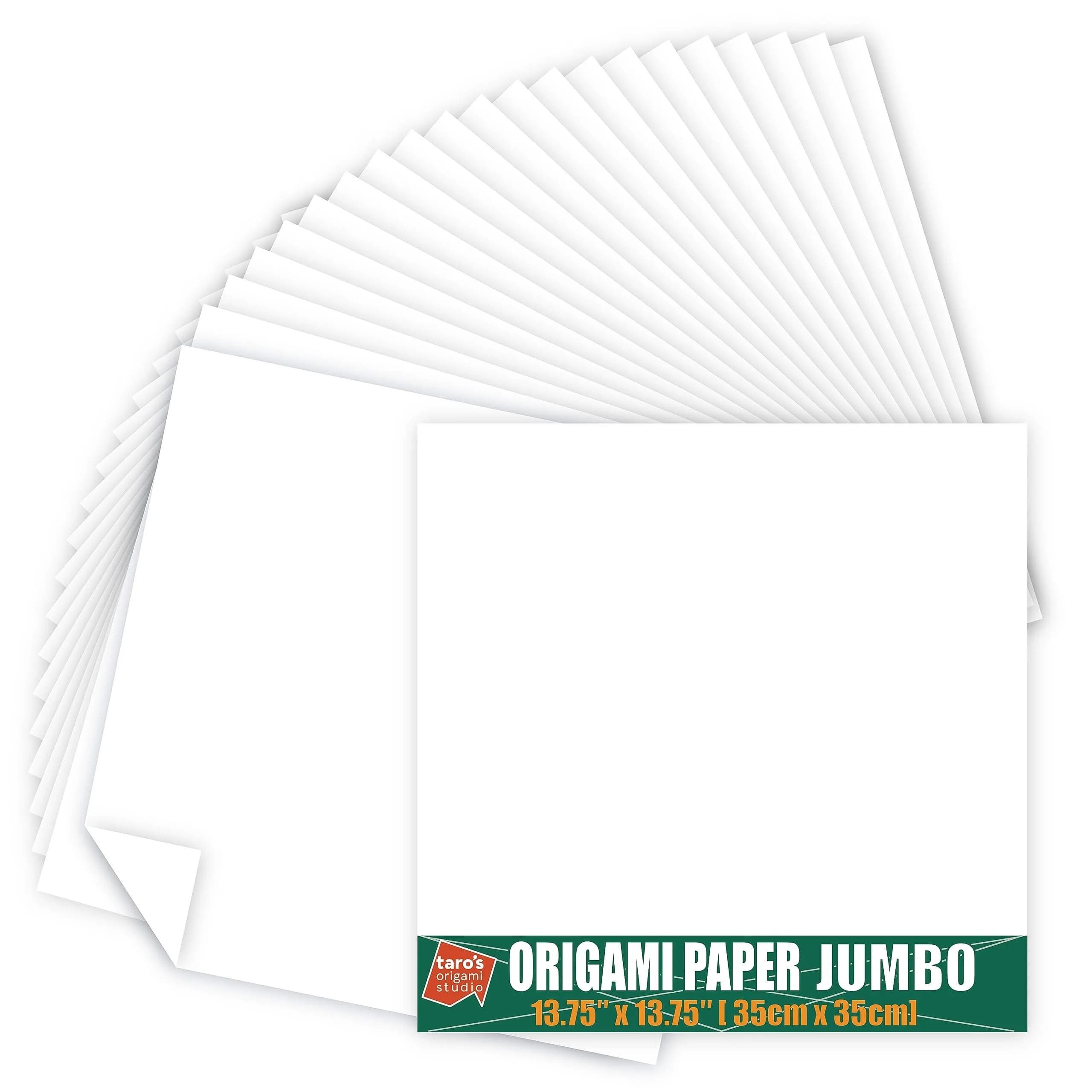 Taro's Origami Studio Jumbo Origami Paper 35cm (13.8 Inch) 30 Sheets, 30 Colors | Authentic Japanese Kami for Beginners — White