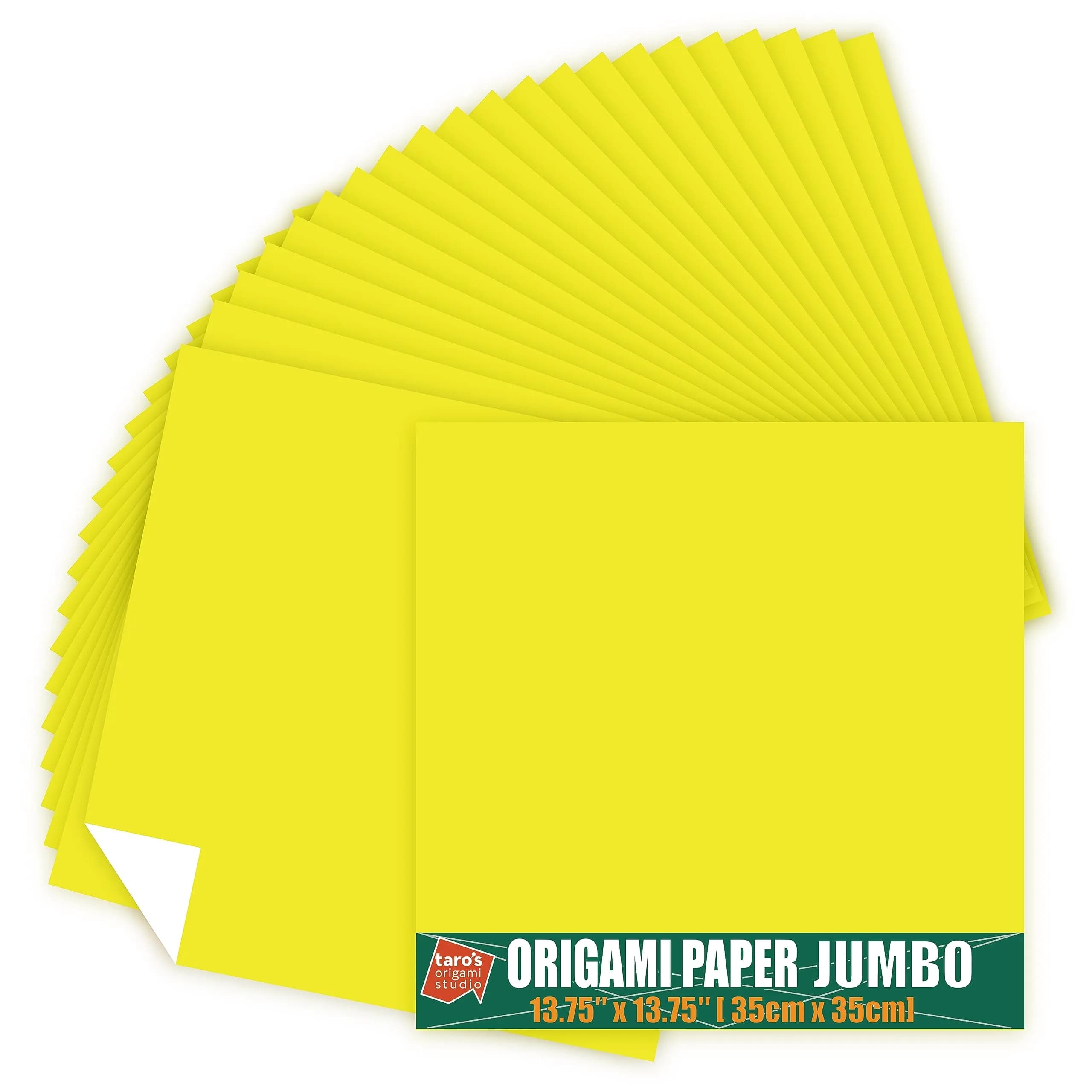 [Taro's Origami Studio] Jumbo 13.75 Inch / 35cm Single Color Yellow 25 Sheets | Premium Japanese Origami Paper