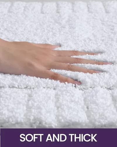 DEXI Bathroom Rugs 24x16 | Ultra Soft Microfiber Absorbent Bath Mat, White thumbnail 5