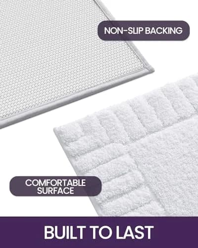 DEXI Bathroom Rugs 24x16 | Ultra Soft Microfiber Absorbent Bath Mat, White thumbnail 7