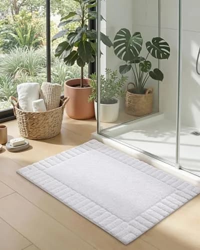 DEXI Bathroom Rugs 24x16 | Ultra Soft Microfiber Absorbent Bath Mat, White thumbnail 2