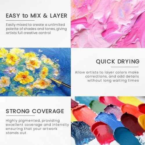 VigorFun 52 Pcs Acrylic Paint Set 36 Colors 2oz/60ml with Brushes & Palette | Versatile, Non-Toxic, for Artists & DIY Enthusiasts thumbnail 5