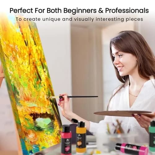 VigorFun 52 Pcs Acrylic Paint Set 36 Colors 2oz/60ml with Brushes & Palette | Versatile, Non-Toxic, for Artists & DIY Enthusiasts thumbnail 6
