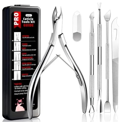 Cbiumpro 5 Pack Cuticle Nippers Set with Pusher & Cutter | Stainless Steel Nail Care Tool thumbnail 1