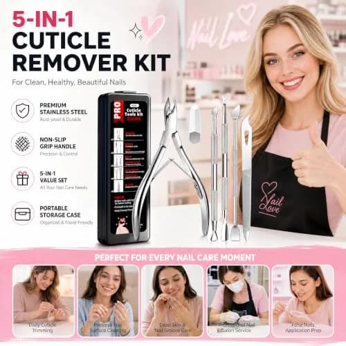 Cbiumpro 5 Pack Cuticle Nippers Set with Pusher & Cutter | Stainless Steel Nail Care Tool thumbnail 2