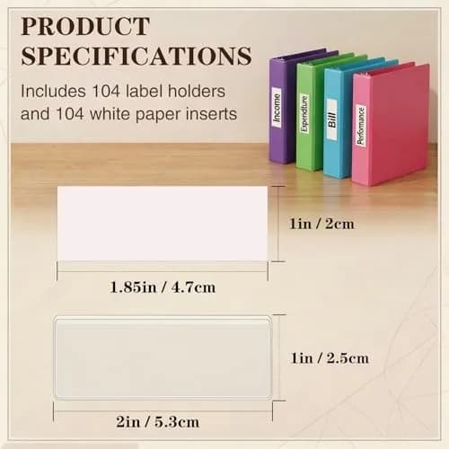 ELEMGULY Self Adhesive Label Holders 104 Pack | Clear Shelf Tag with Paper (2 x 1 Inch) for Supermarket, Bookshelf, Kitchen thumbnail 2