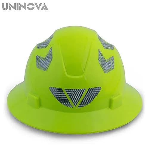UNINOVA Full Brim Hard Hat ANSI Class E Lime | Impact & Sun Protection (110 chars) thumbnail 2
