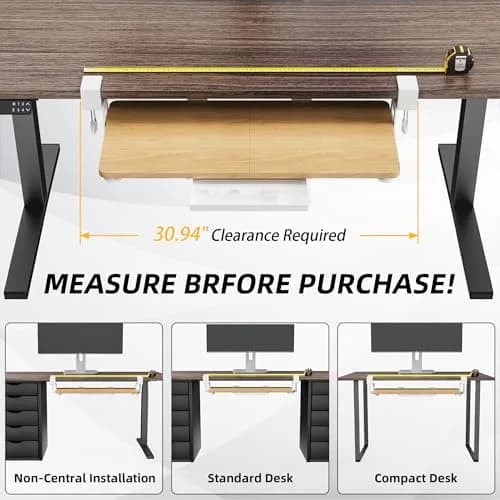 ETHU Under Desk Keyboard Tray with C-Clamp 26.77x11.81 Oak | Large, Ergonomic, Easy Install thumbnail 7