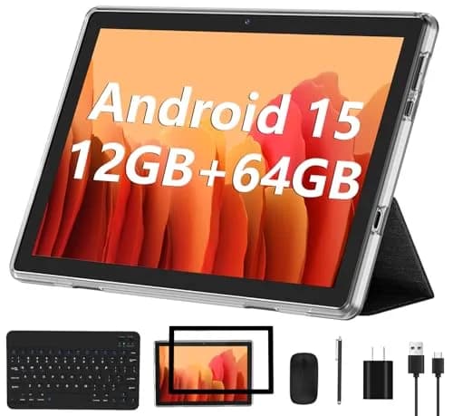 ECOPAD Android 15 Tablet 10.1 Inch HD IPS Display | 12GB RAM 64GB ROM 1TB Expandable Storage — Silver Set
