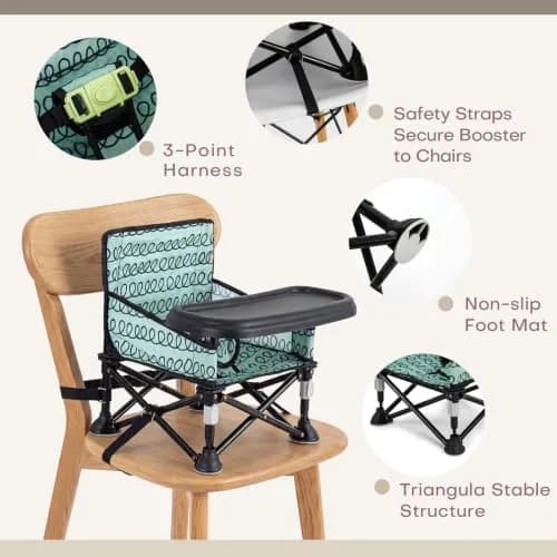 AskCat Baby Booster Seat for Kitchen Chairs, Foldable Portable Baby Chair | Safe, Compact & Washable thumbnail 4