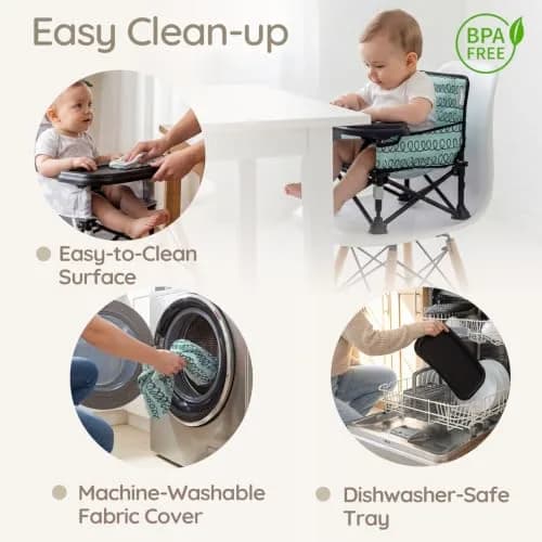 AskCat Baby Booster Seat for Kitchen Chairs, Foldable Portable Baby Chair | Safe, Compact & Washable thumbnail 7