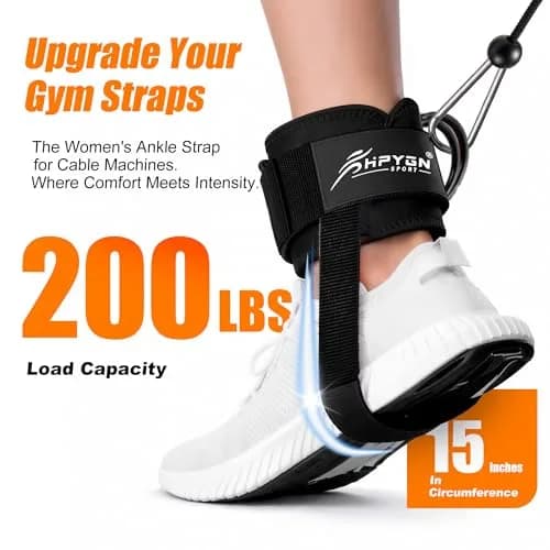 HPYGN Adjustable Ankle Straps for Cable Machine, Glute Kickback Strap for Leg Workouts, 8mm Padded Neoprene Cuffs (Pair, Black) | Secure Fit for All Ankles thumbnail 2