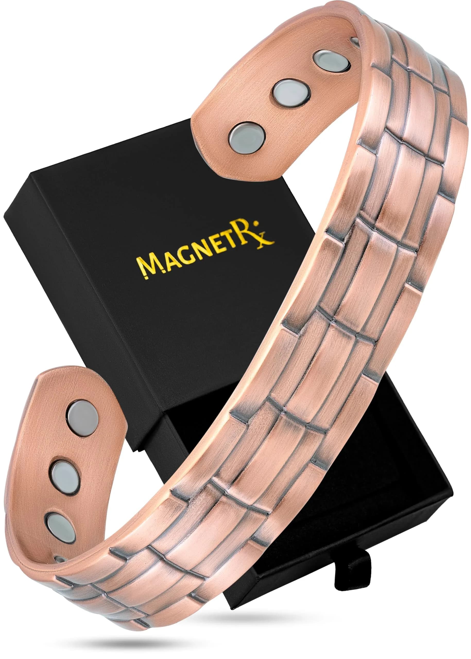 MagnetRX Copper Cuff Magnetic Bracelets for Men & Women | Stylish Magnetic Copper Wristband — Stamped Chain