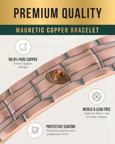 MagnetRX Copper Cuff Magnetic Bracelets for Men & Women | Stylish Magnetic Copper Wristband thumbnail 5