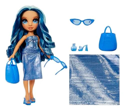 Rainbow High Swim & Style Skyler, Blue 11" Fashion Doll with Shimmery Wrap to Style 10+ Ways, Removable Swimsuit, Sandals, Accessories, Gift for Kids 4-12 thumbnail 2