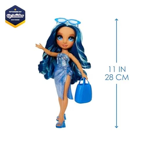 Rainbow High Swim & Style Skyler, Blue 11" Fashion Doll with Shimmery Wrap to Style 10+ Ways, Removable Swimsuit, Sandals, Accessories, Gift for Kids 4-12 thumbnail 3