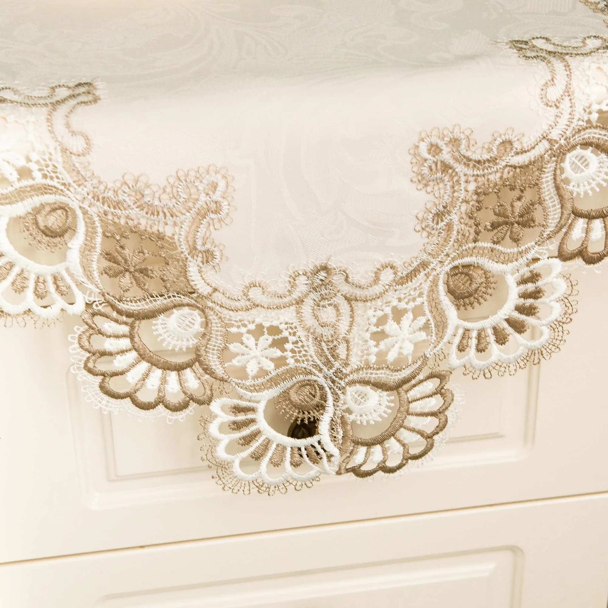 mylacerhome Lace Small Square Tablecloth Doilies 60cm (24x24 inch) | Elegant Embroidery for Parties - view 4