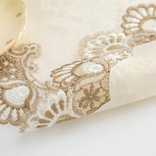 mylacerhome Lace Small Square Tablecloth Doilies 60cm (24x24 inch) | Elegant Embroidery for Parties thumbnail 5