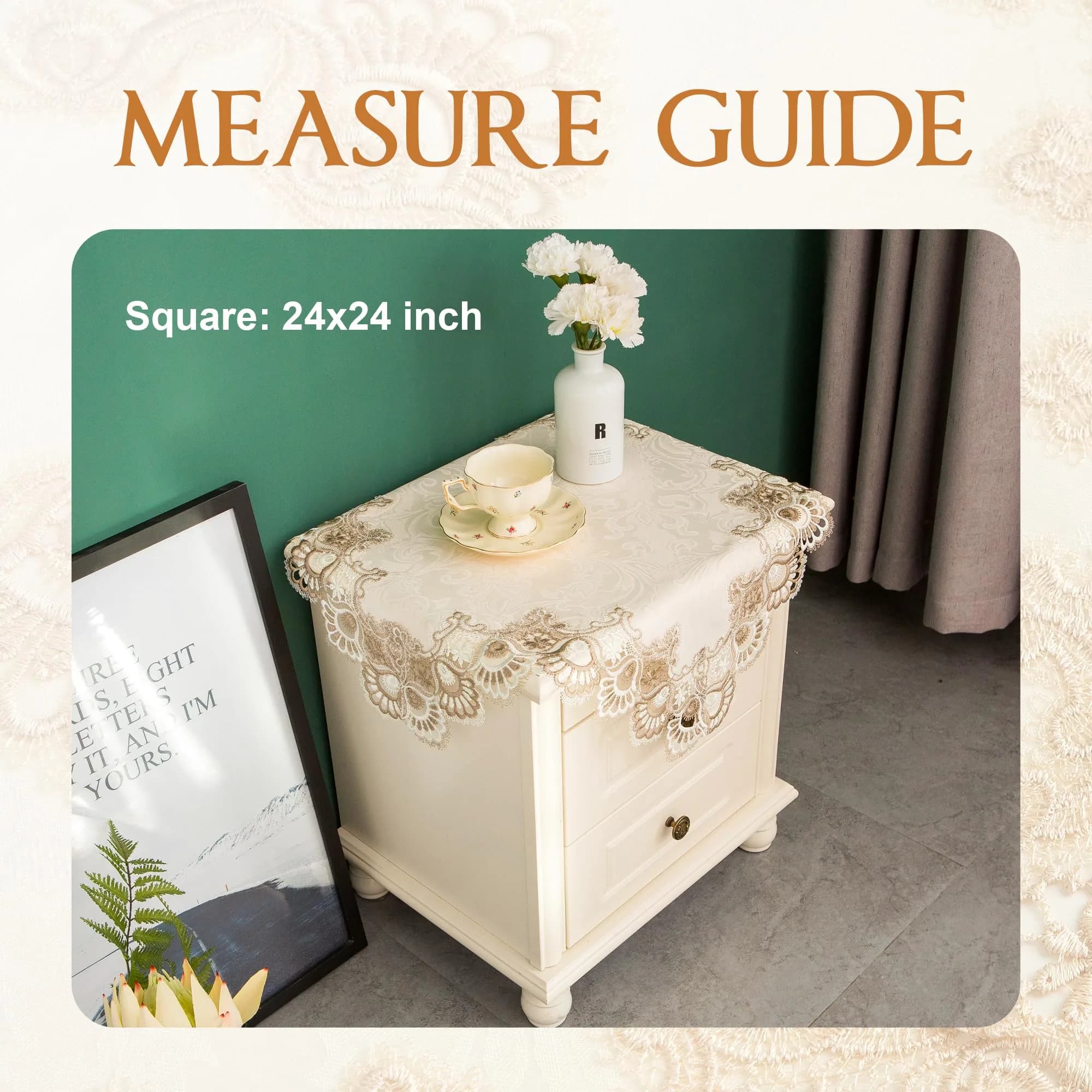 mylacerhome Lace Small Square Tablecloth Doilies 60cm (24x24 inch) | Elegant Embroidery for Parties - view 6