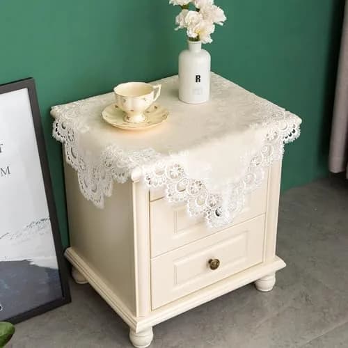 mylacerhome Lace Small Square Tablecloth Doilies 60x60 cm (24x24 inch) | Elegant Embroidery for Tables thumbnail 1