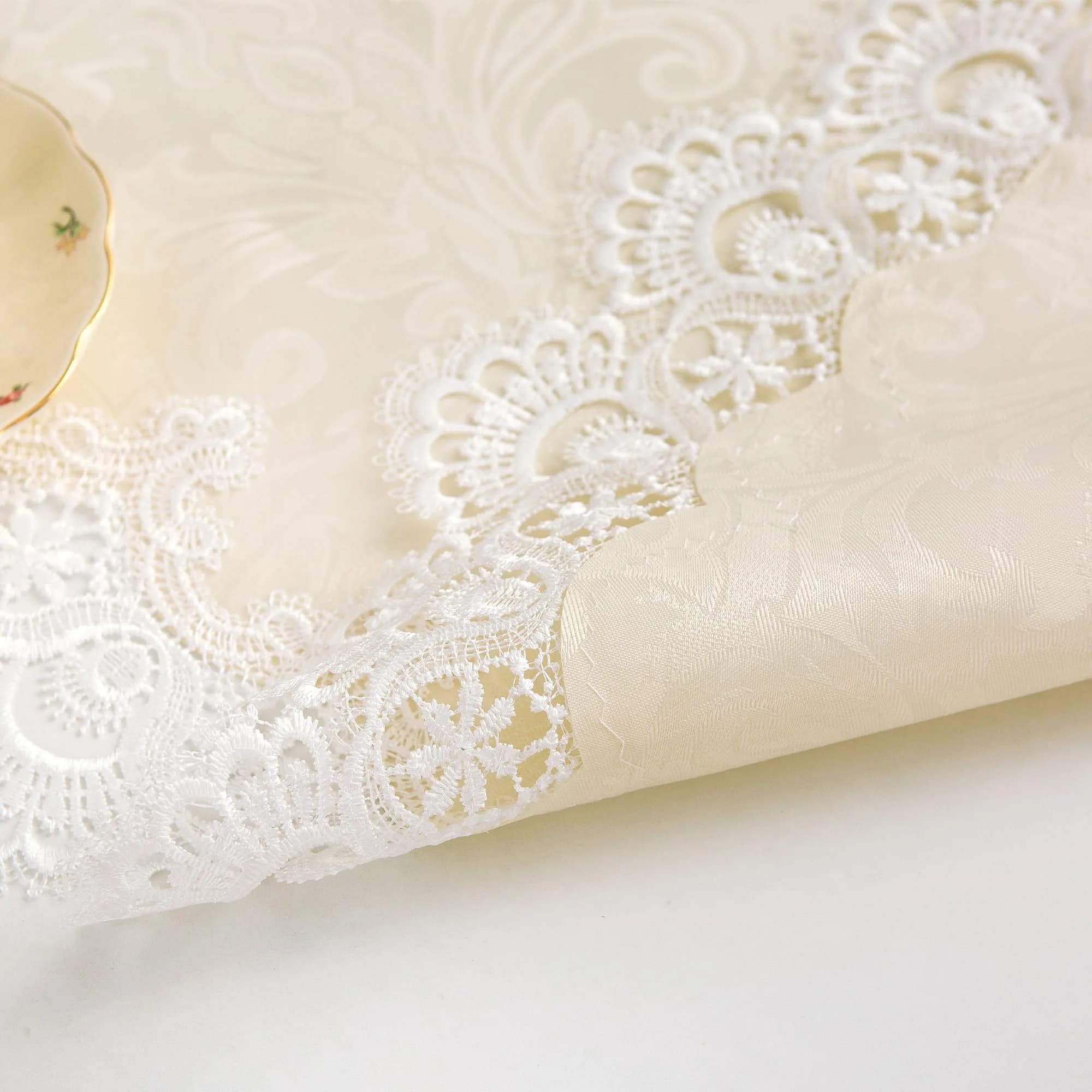 mylacerhome Lace Small Square Tablecloth Doilies 60x60 cm (24x24 inch) | Elegant Embroidery for Tables - view 5