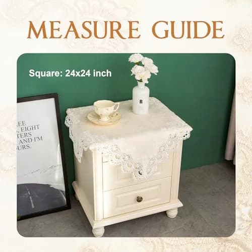 mylacerhome Lace Small Square Tablecloth Doilies 60x60 cm (24x24 inch) | Elegant Embroidery for Tables thumbnail 6