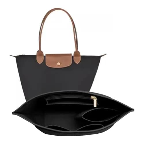 LOUKAYCCI Felt Purse Organizer Insert for Longchamp Le Pliage M Handbag, Medium Black | Keeps Bags Tidy & Protected thumbnail 1