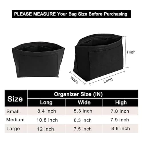 LOUKAYCCI Felt Purse Organizer Insert for Longchamp Le Pliage M Handbag, Medium Black | Keeps Bags Tidy & Protected thumbnail 2