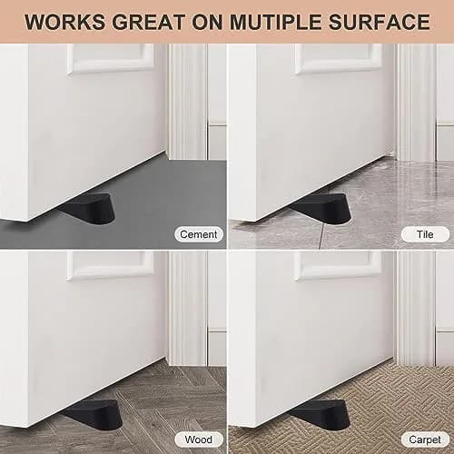 JZWBLILY Big Door Stopper 2 Pack Black | Heavy Duty Rubber Door Wedge for Floor & Carpet thumbnail 4