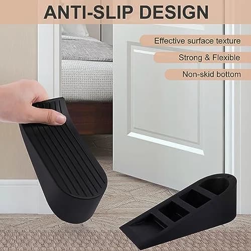 JZWBLILY Big Door Stopper 2 Pack Black | Heavy Duty Rubber Door Wedge for Floor & Carpet thumbnail 5