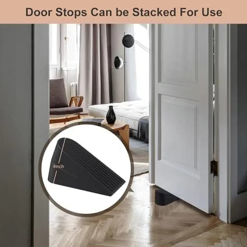 JZWBLILY Big Door Stopper 2 Pack Black | Heavy Duty Rubber Door Wedge for Floor & Carpet thumbnail 7