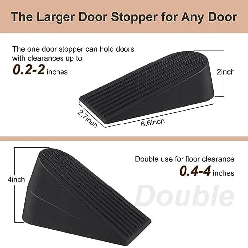 JZWBLILY Big Door Stopper 2 Pack Black | Heavy Duty Rubber Door Wedge for Floor & Carpet thumbnail 2