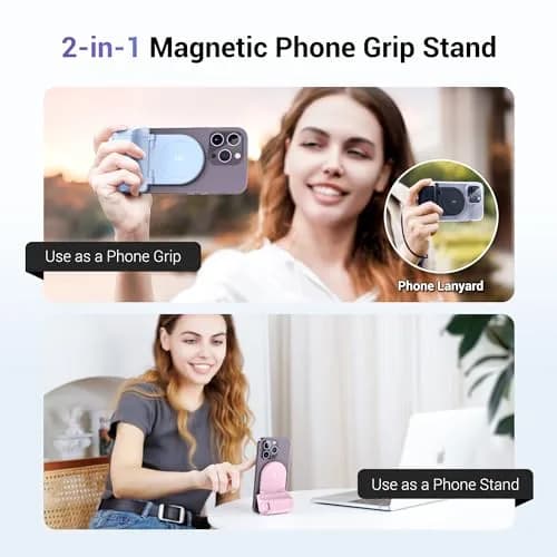 JJC Magnetic Phone Camera Grip Handle with Remote for MagSafe iPhone, Pink | Vlog & Live Streaming Support thumbnail 2