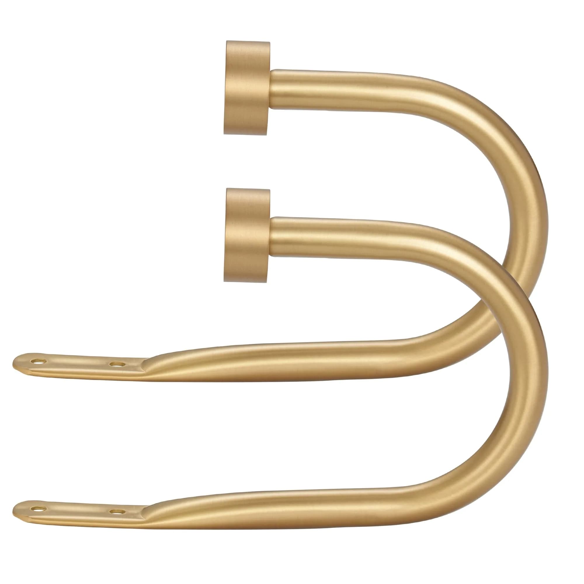 Mayrhyme Metal Curtain Holdbacks with Cap Finials, Warm Gold (18.5cm/7.28" x 11cm/4.33") | Set of 2