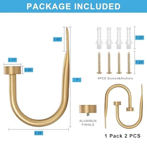 Mayrhyme Metal Curtain Holdbacks with Cap Finials, Warm Gold (18.5cm/7.28" x 11cm/4.33") | Set of 2 thumbnail 3