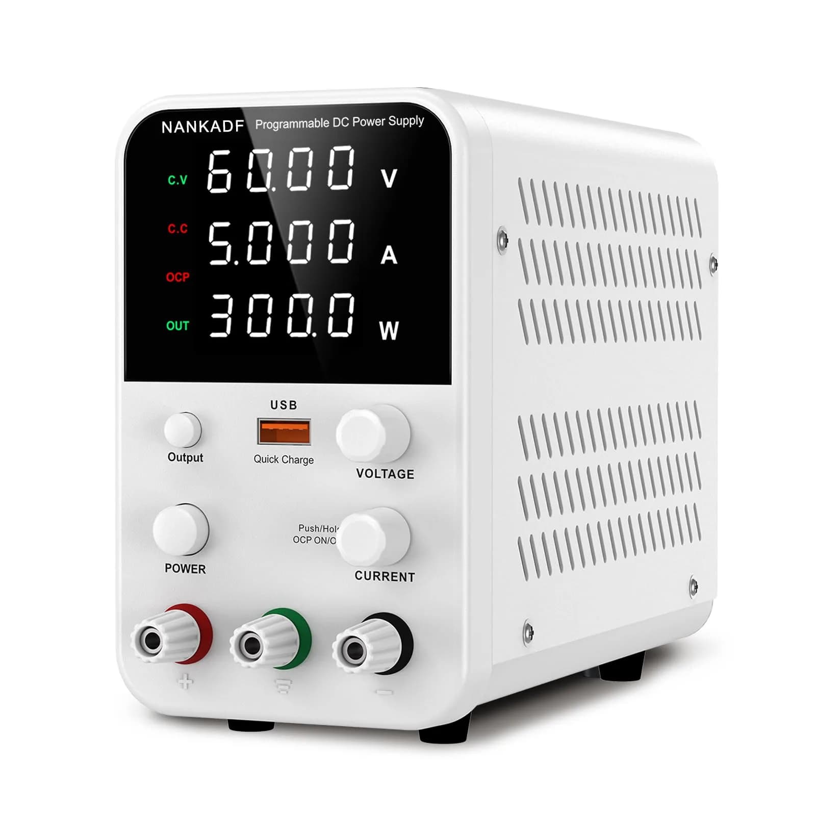 NANKADF 60V 5A White DC Power Supply with Precise Encoder Knob and USB Quick-Charge - main product image