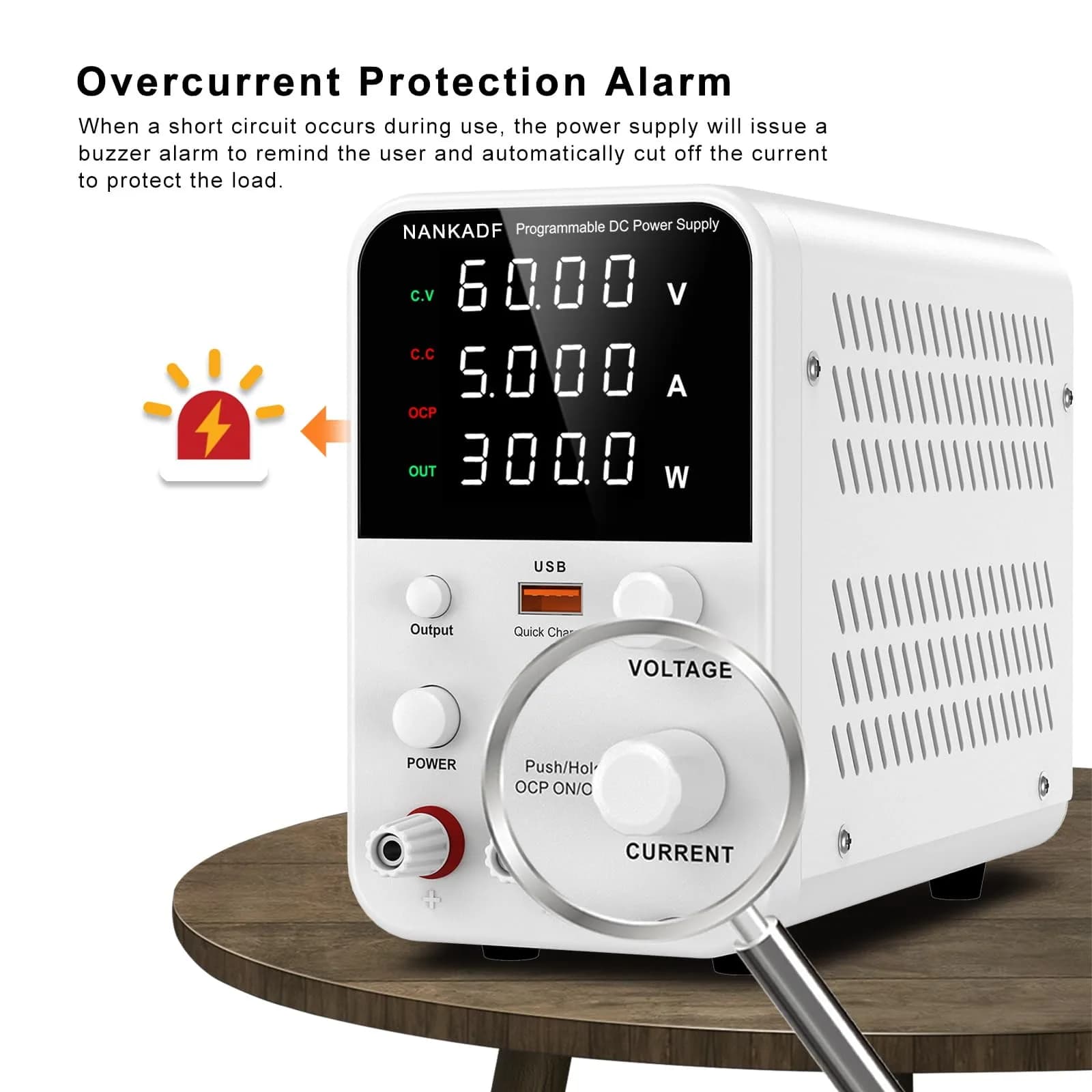 NANKADF 60V 5A White DC Power Supply with Precise Encoder Knob and USB Quick-Charge - view 4