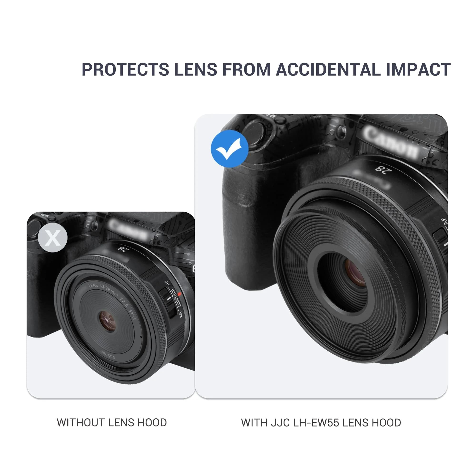 JJC Lens Hood for Canon RF 28mm f/2.8 STM Lens, EW-55 Replacement, 55mm Filter Compatible | Aluminum Alloy Construction - view 4