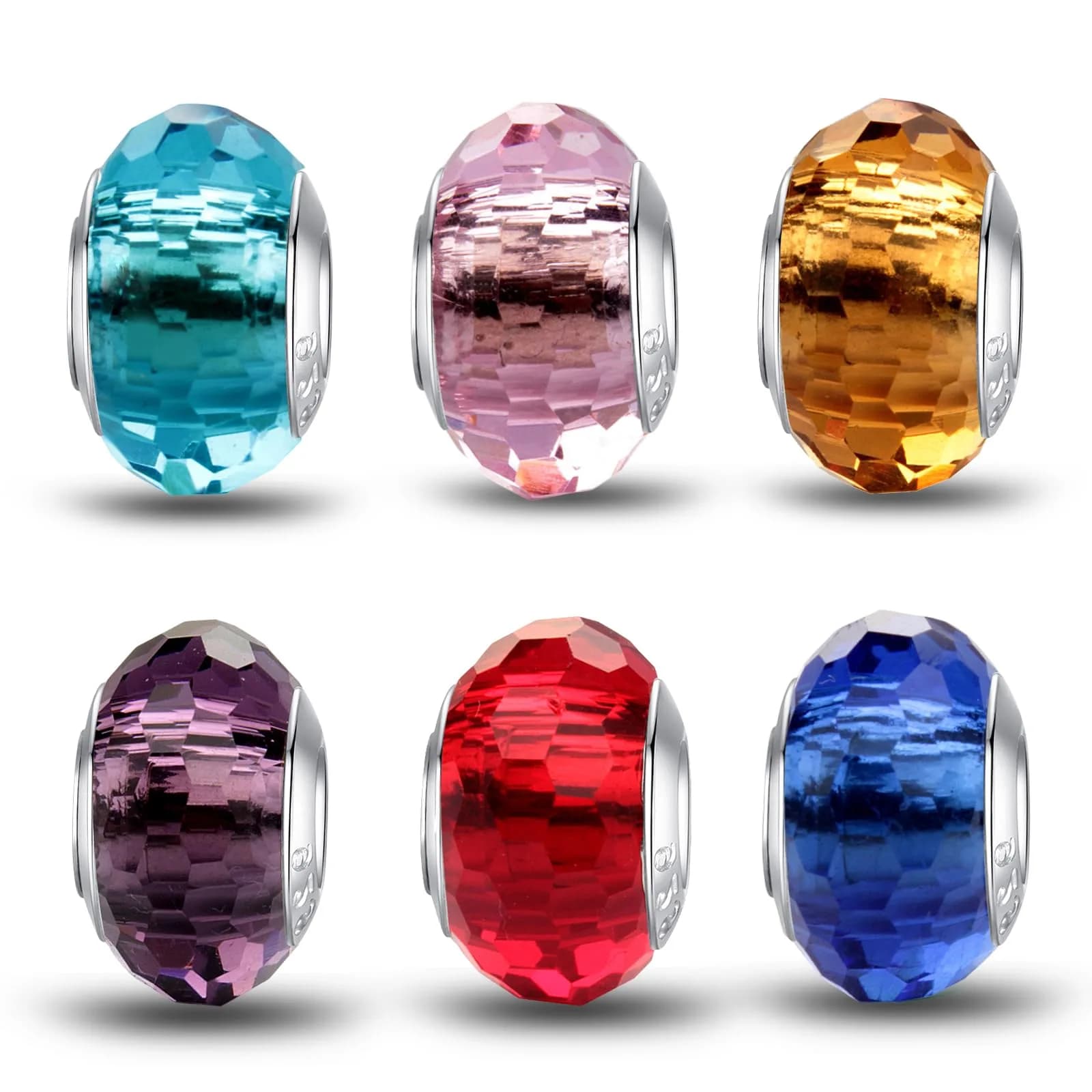 MICOO 925 Sterling Silver Charms for Bracelets | Fashion DIY Dangle Pendants Beads, Birthstone, Birthday Gift (4.6mm~5mm, 6 styles)