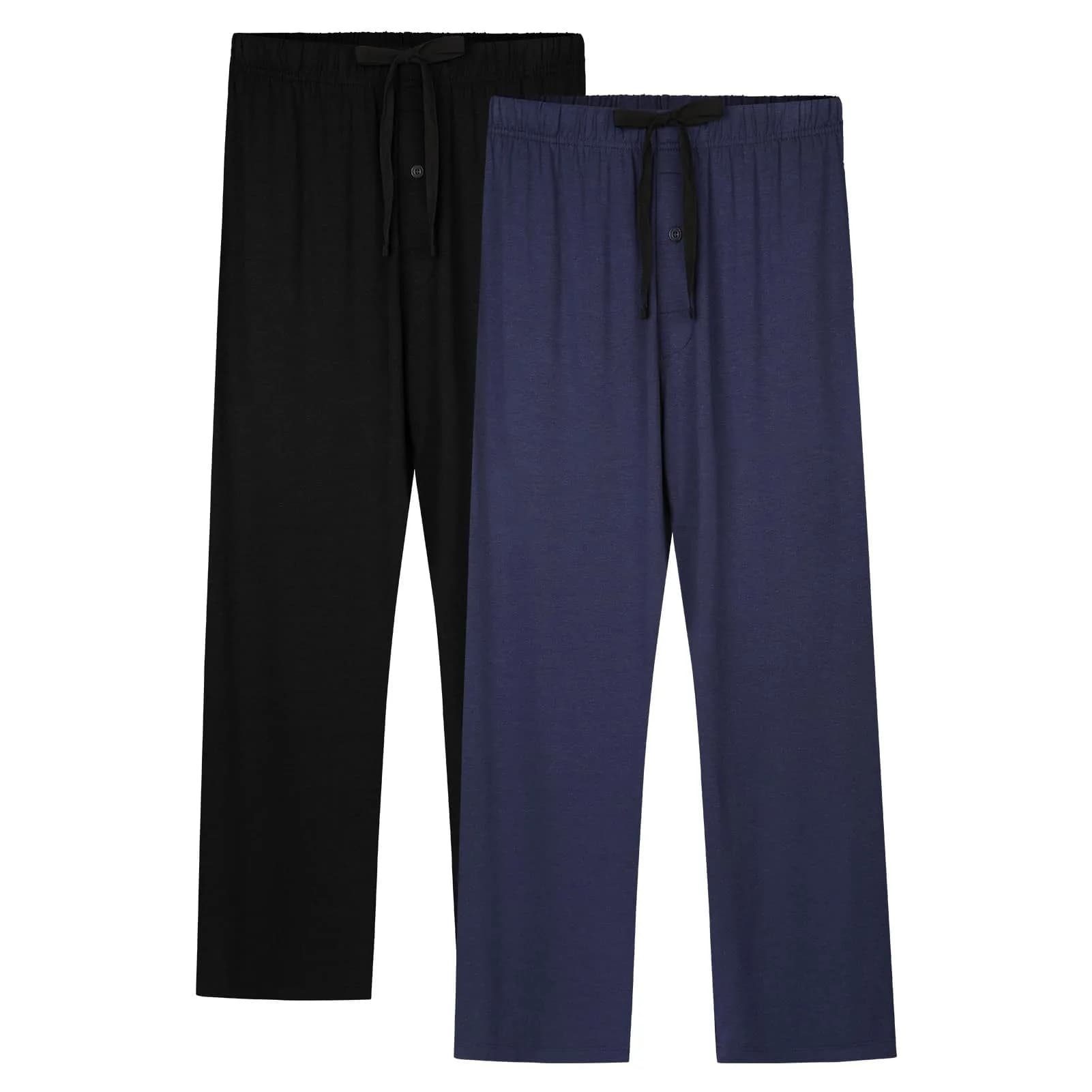 BAMBOO COOL Mens Pajama Pants Lightweight Long Pj Bottoms 2 Pack | Soft, Breathable Rayon, Elastic & Drawstring Waist