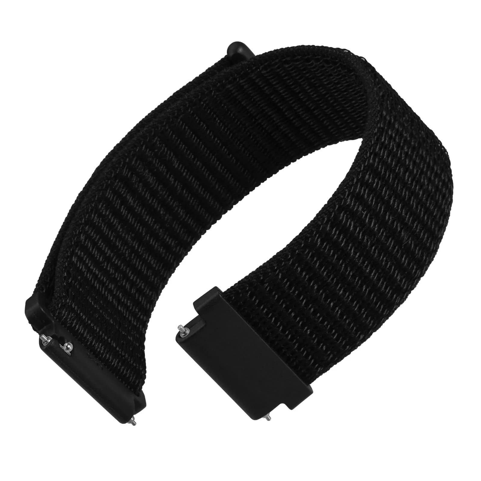 WOCCI 24mm Adjustable Nylon Watch Band, Quick Release Sport Loop Strap (Black) | Comfortable, Durable Nylon