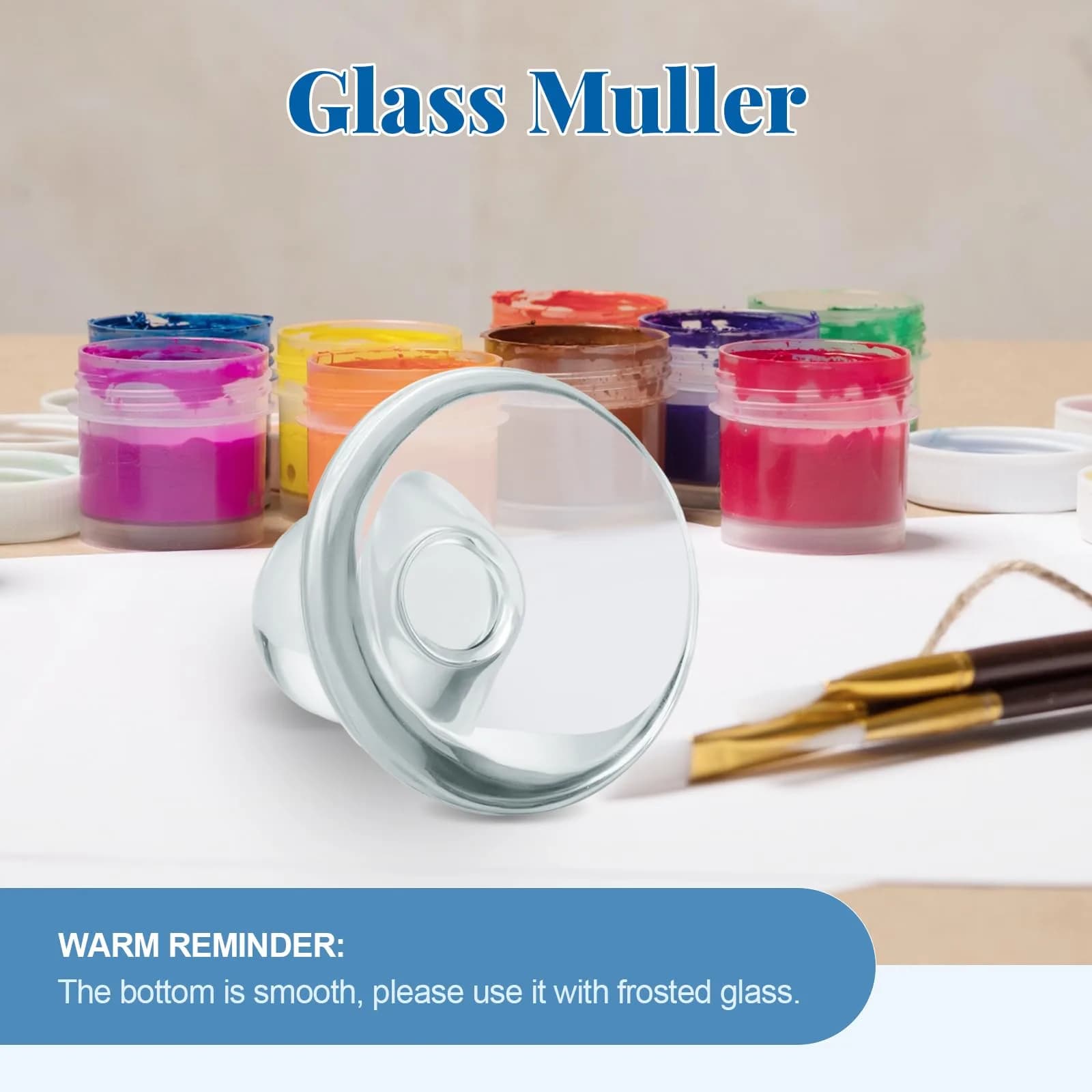 Nuanchu Glass Muller for Paint Making, 7.5 cm (2.95 in) Flat Bottom Muller with Round Handle | Essential for Artists Creating Custom Watercolor, Oil, and Tempera Paints - view 5