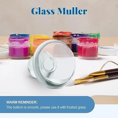 Nuanchu Glass Muller for Paint Making, 7.5 cm (2.95 in) Flat Bottom Muller with Round Handle | Essential for Artists Creating Custom Watercolor, Oil, and Tempera Paints thumbnail 5