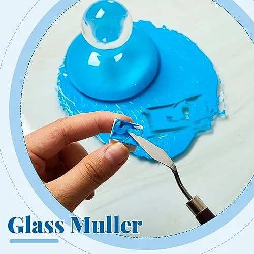 Nuanchu Glass Muller for Paint Making, 7.5 cm (2.95 in) Flat Bottom Muller with Round Handle | Essential for Artists Creating Custom Watercolor, Oil, and Tempera Paints thumbnail 2