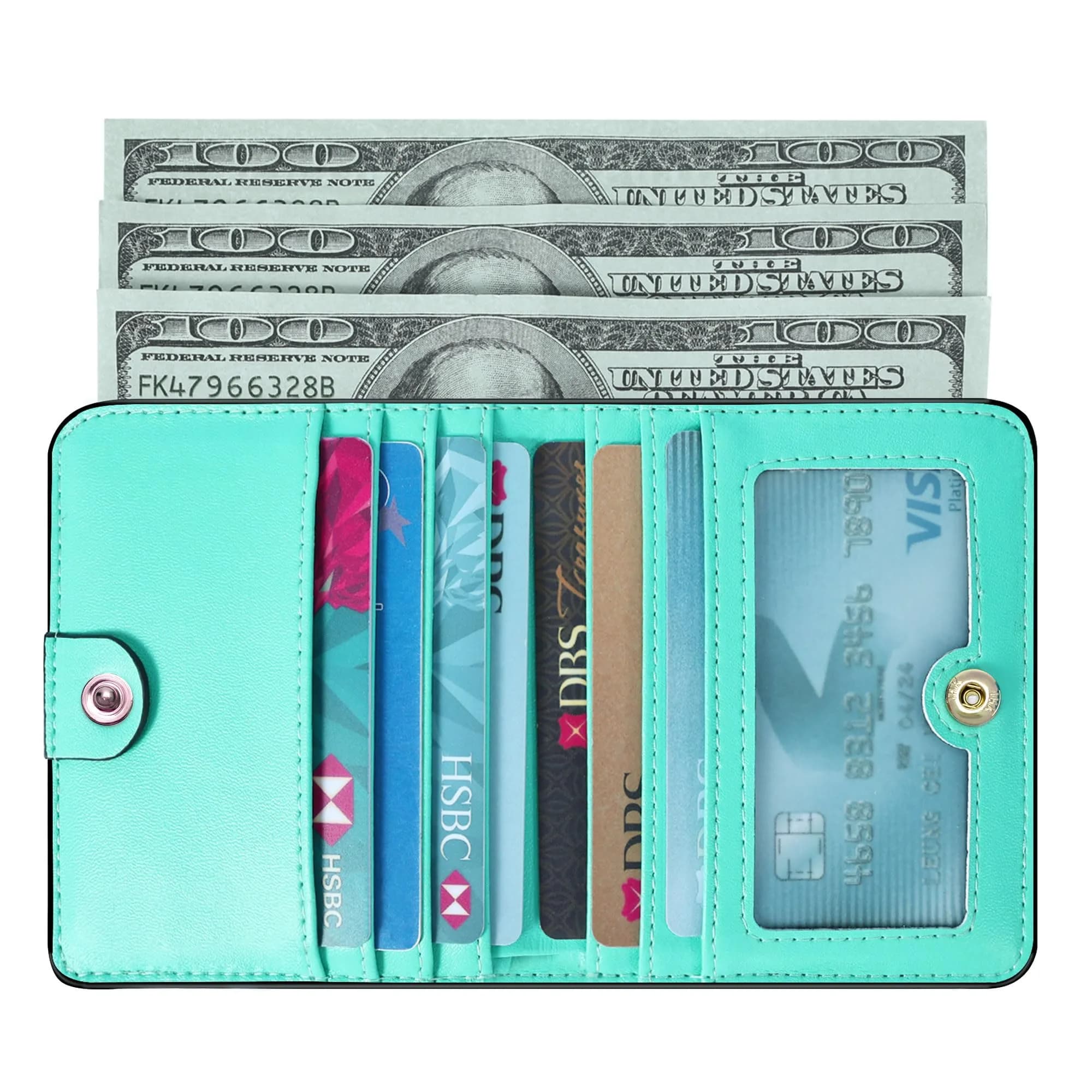 Toughergun Light Blue Slim Leather Wallet for Women - Compact Bifold RFID Mini Purse - view 2