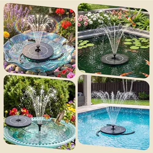 AISITIN 2.8W Solar Fountain Pump with 6 Nozzles & 3.9ft Cord | Attracts Birds to Bird Baths & Ponds thumbnail 6